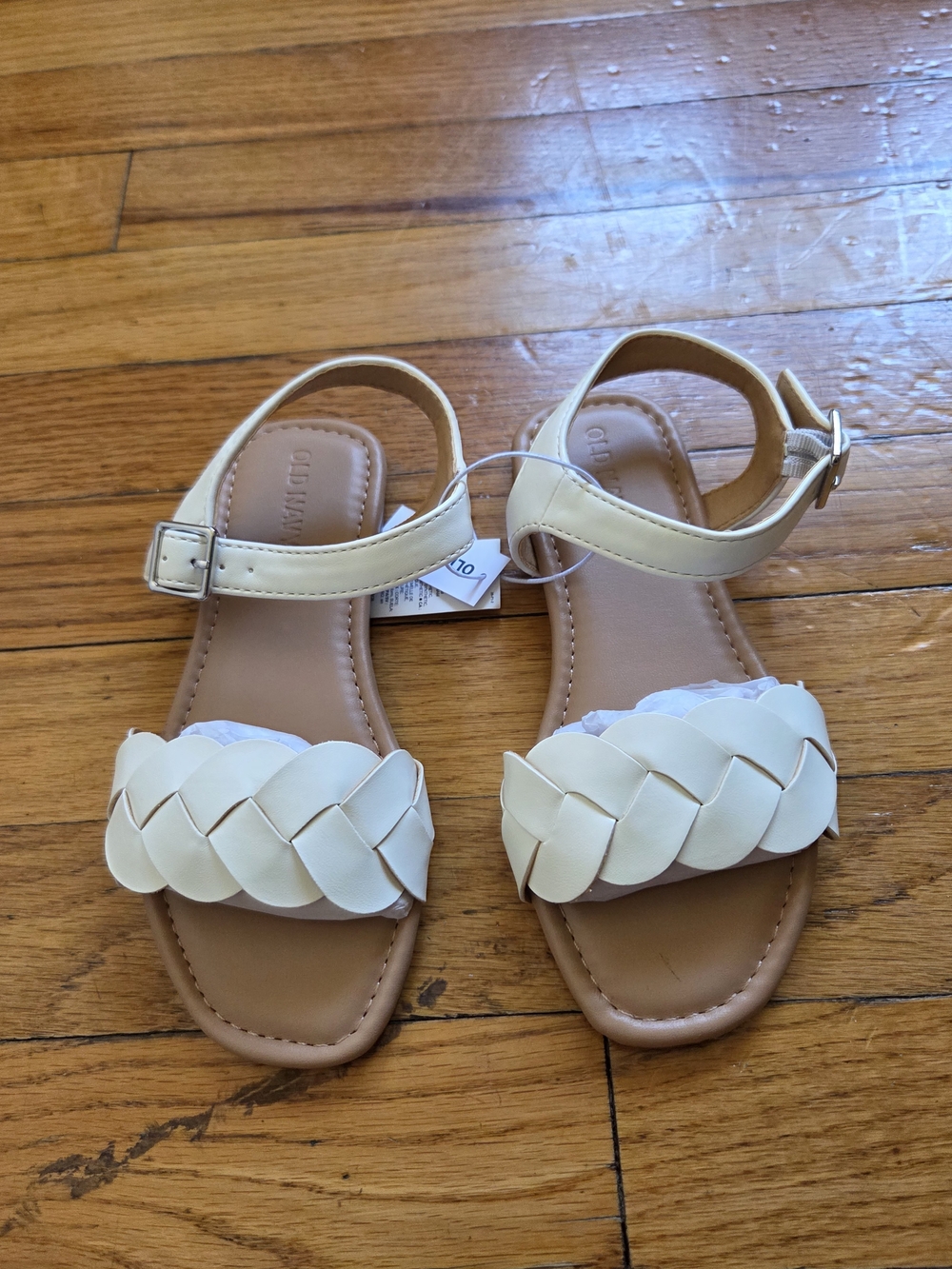 Girls Cream Braided Strap Sandals - Kids
